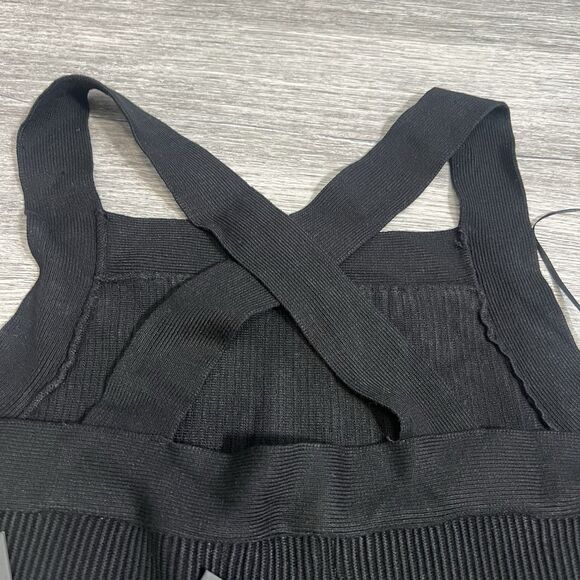 HOUSE OF HARLOW Revolve Black Cross Back Crop Knit Ribbed Luxe NWT $110 Medium - Picture 5 of 7